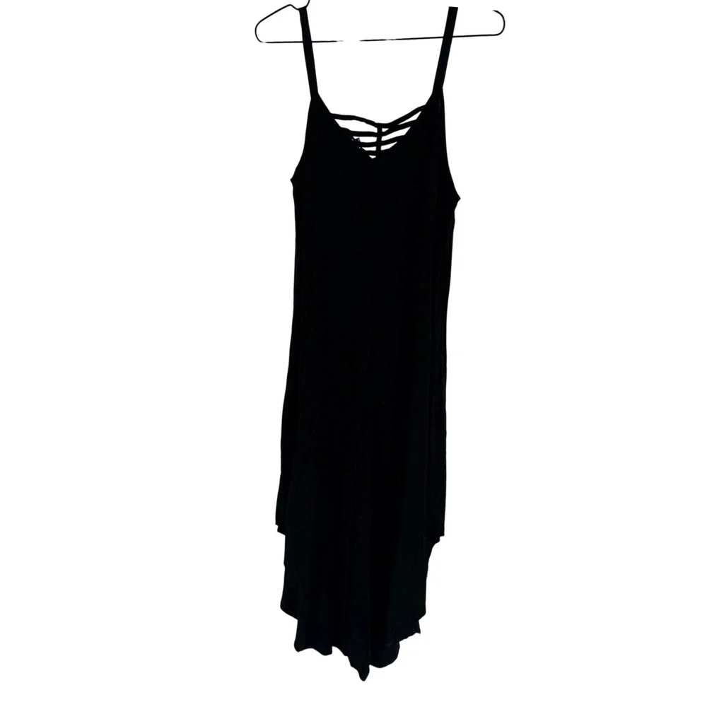 MSK Black Wide Leg Jumpsuit Size L Strappy Cage Neck Sleeveless Boho Elevated